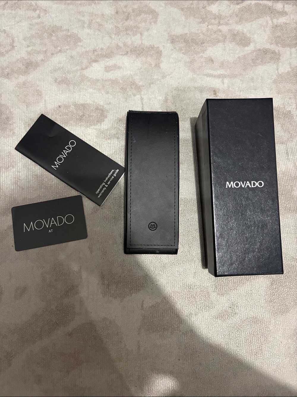 Movado Black Leather Watch Travel Pouch with Box